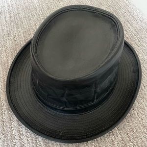 Henschel Hat Co. Leather Porkpie Hat, Size Large